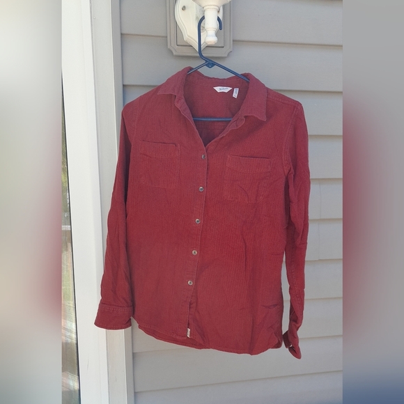 Woolrich Womens M  Red Herringbone Shirt EUC - Picture 1 of 4